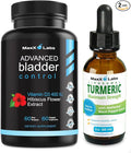 Advanced Bladder Control Supplements for Women &amp Men 60 Capsules + Turmeric Liquid Drops with Curcumin &amp Black Pepper Extract Bioperine - 2 fl Oz