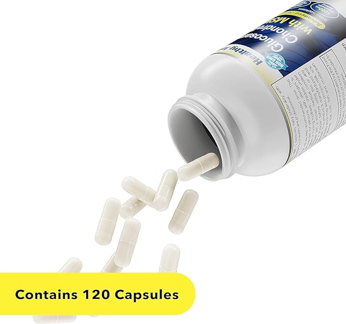 Glucosamine Chondroitin MSM Supplement for Joint &amp Bone Health - 120 Capsules | Joint Support &amp Discomfort Relief for Back Knees Hands