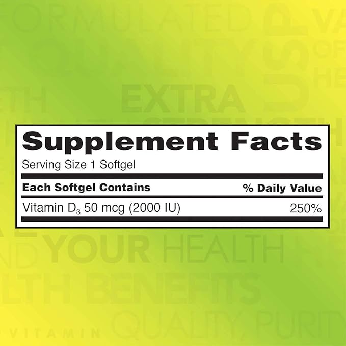 Kirkland Signature Extra Strength D3 50 mcg. 600 Softgels (2 Pack)