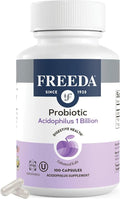 FREEDA Acidophilus Probiotic 1 Billion CFU – Lactobacillus Acidophilus for Women &amp Men – Gut Health &amp Digestive Support – Vegan Kosher Non-GMO – Shelf-Stable Supplement (100 Capsules)