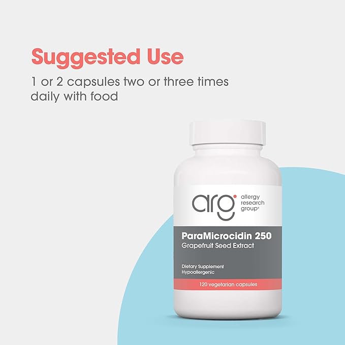 Allergy Research Group ParaMicrocidin 250 Supplement - Grapefruit Seed Extract 500mg Supports Metabolic Function Contaminant Free Vegetarian Capsules - 120 Count
