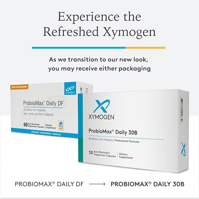 XYMOGEN ProbioMax Daily 30B - Probiotics for Digestive Health Support - Lactobacillus Acidophilus &amp Bifidobacterium Lactis HN019 - Vegetarian Gluten-Free &amp Non-GMO - 60 Capsules