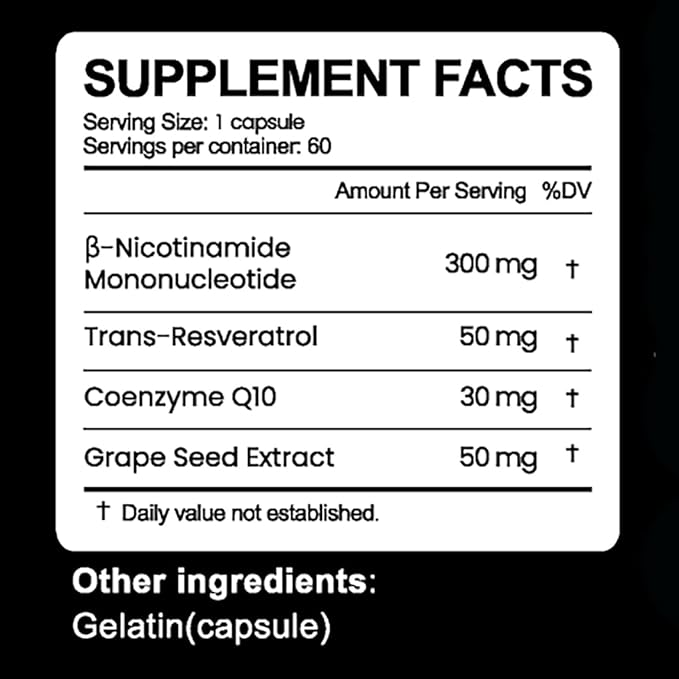 NMN Supplement with Resveratrol &amp CoQ10 – NAD Plus Booster for Cellular Energy Mitochondrial Support &amp Healthy Aging Anti Aging NAD Supplement for Men &amp Women 60 Capsules