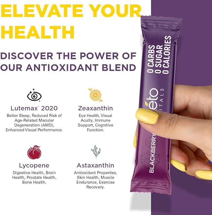 Keto Vitals Antioxidant Electrolytes Powder Packets No Sugar | Keto Friendly Electrolytes Travel Packets | Variety Stickpacks | Energy Drink Mix | Zero Calorie | Zero Carb (Berry Assorted 30)