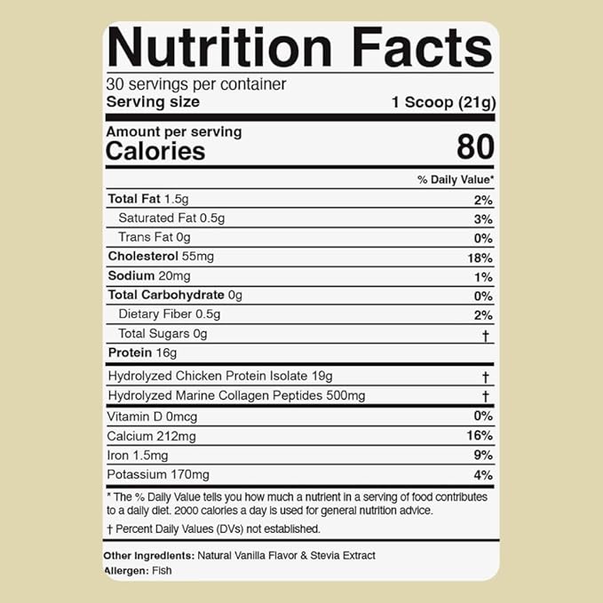 Dr. Colbert MD Hydrolyzed Collagen Powder | Vanilla Flavor | by Divine Health | Type I II III Chicken &amp Marine Collagen | Keto Zone | Support Hair Skin Nails &amp Joints | 630g | 30 Servings