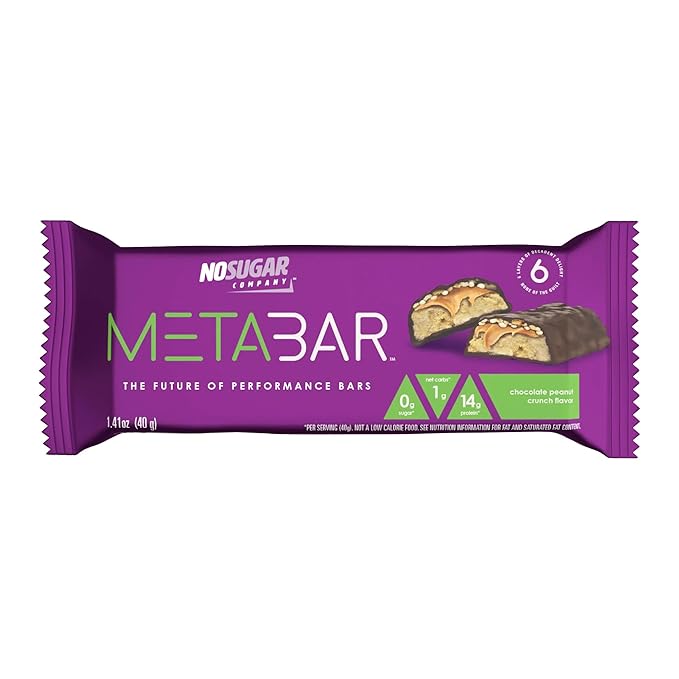 *NEW* No Sugar META BAR - High Protein Energy Bars 0g Sugar 14g Protein Low Net Carb Chocolate Caramel &amp Peanut - Grab &amp Go Protein Snack Bars with Six Layers of Decedent Delight - Gluten