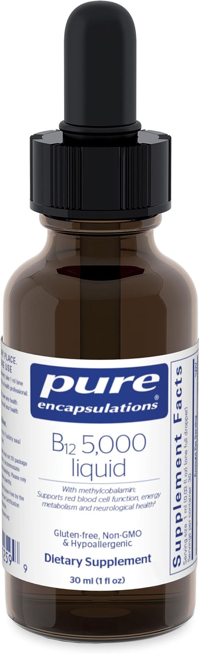 Pure Encapsulations B12 5000 Liquid - Vitamin B12 Methylcobalamin Supplement to Support Energy Nerve Health Cognitive Function &amp Blood Cells* - Liquid Drops - 1 Fl Oz