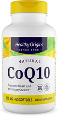 Healthy Origins® CoQ10 600 mg – Natural Trans-Isomer Ubiquinone – Yeast Fermented Supports Heart Health &amp Cellular Energy – Non-GMO 60 Softgels