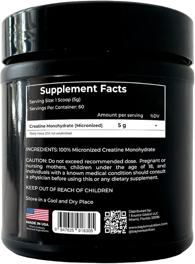 Micronized Creatine Monohydrate Powder - Supports Workout Performance/Recovery/Strength and Lean Muscle Gain Unflavored Non-GMO Gluten Free 5 g per Serving 60 Servings