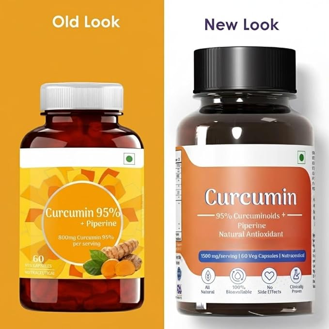 Organic Curcumin with Piperine (1500Mg Curcumin 95% Per Serving) Premium Turmeric Extract 60 Vegetable Capsules with Piperine (Pack of 1)