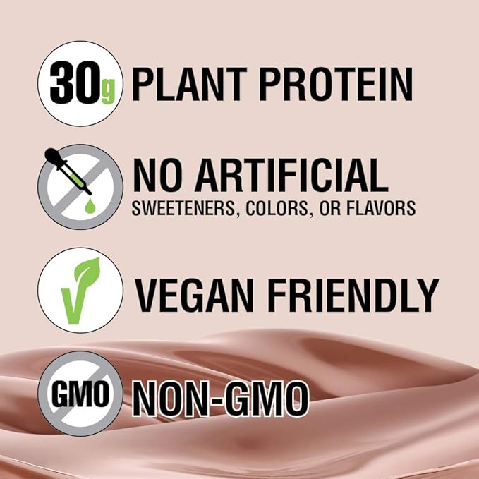 Lean Body Ready-to-Drink Plant-Based Vegan Chocolate Protein Shake 30g Protein No Artificial Flavors Sweeteners or Colors Non GMO Gluten Free Premium Pea &amp Rice Blend (Pack of 12)