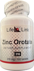 LifeLink's Zinc Orotate | 316 mg x 100 Tablets | Immune Support | Gluten Free &amp Non-GMO | Made in The USA