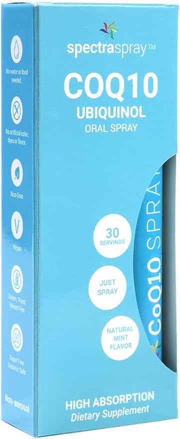Spectraspray Vegan COQ10 Spray Supplement - Ubiquinol - Daily Vitamin Supplement for Adults 30 Day Supply per Spray