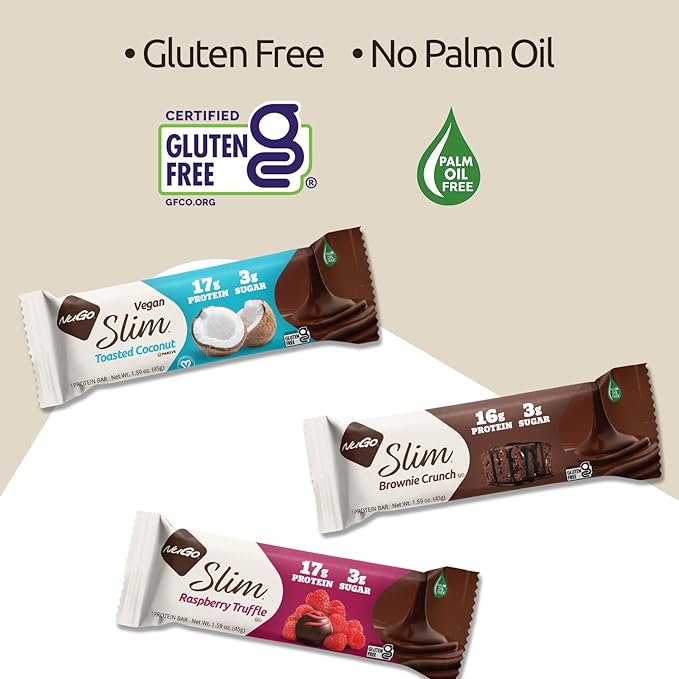 NuGo Slim 24ct Variety - Crunchy Peanut Butter 12 bars &amp Brownie Crunch 12 bars 16g Protein Keto Friendly Gluten Free 24 count