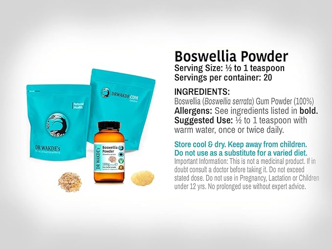 DR WAKDE'S Boswellia Powder (Salai Guggul | Shallaki) - 500g (1.1lb) | Pure Raw &amp Dried Powder | Natural Aroma and Freshness | Fine Powder | Vegan | Premium Grade | Nothing Added Nothing Removed