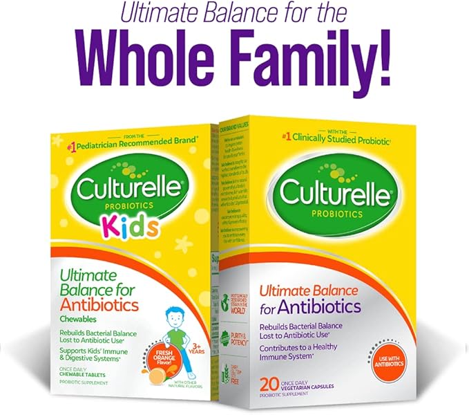 Culturelle Probiotics Ultimate Balance Probiotic for Use with Antibiotics - 20 Count – Probiotic Capsules Help Restore Good Bacteria Lost During Antibiotic Use &amp Contribute to A Healthy Immune Sys