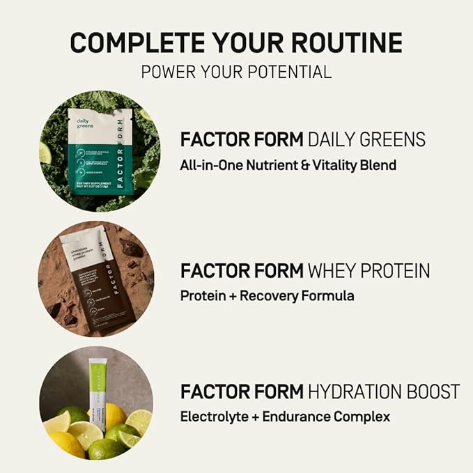 FACTOR FORM Whey Protein Powder | 100% Whey Isolate | 25g Protein &amp 6.3g BCAAs | Low Carb &amp Keto-Friendly | No Added Sugar (15 Packets Vanilla)