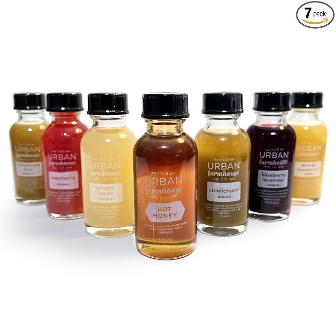 The Urban Farmhouse Co. Organic Vinegar Shrub Shot Variety Box – 1 oz Bottles – Small-Batch Apple Cider Drinking Vinegar with Herbs &amp Spices – No Sugar Added – Cocktail Mixer Gut Health Tonic – H