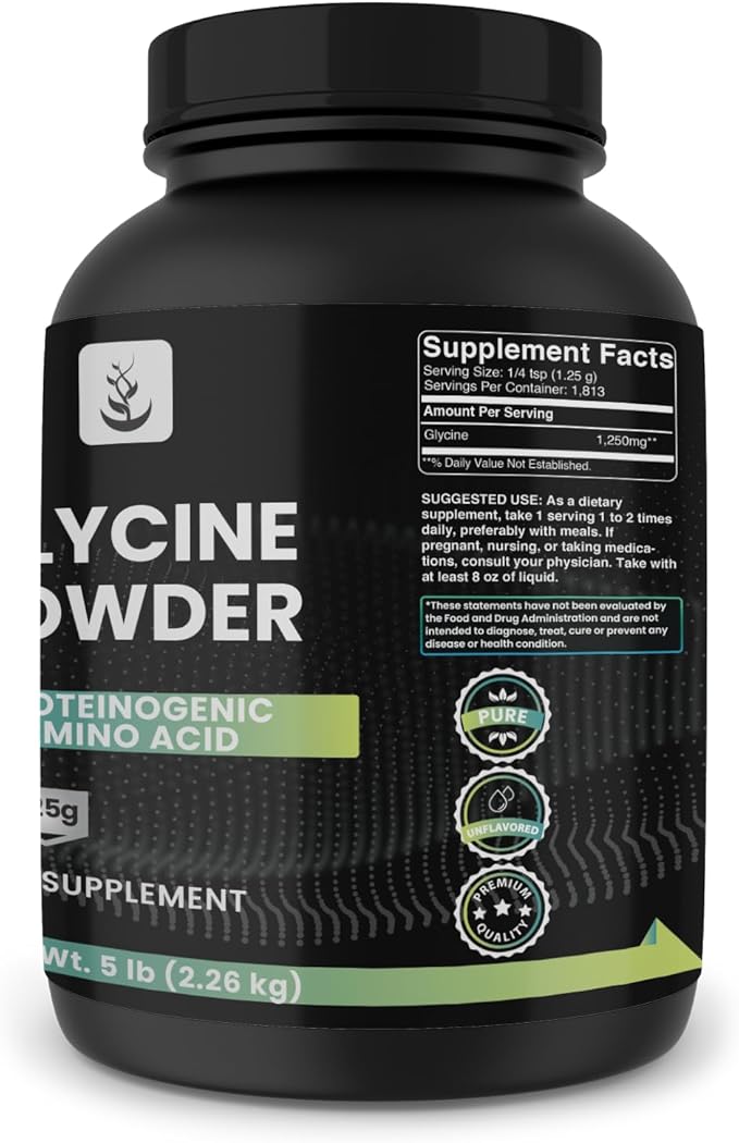 PURE ORIGINAL INGREDIENTS Glycine Powder 5 lb No Magnesium or Rice Fillers Lab Verified