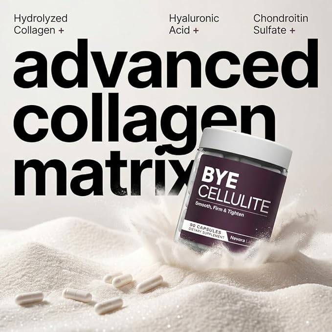 Bye Cellulite Remover for Legs &amp Body - Anti Cellulite Capsules with Hydrolyzed Collagen - Skin Smoothing Cellulite Treatment Supplement - Support Smooth Skin &amp Reduce Cellulite - 90 Count