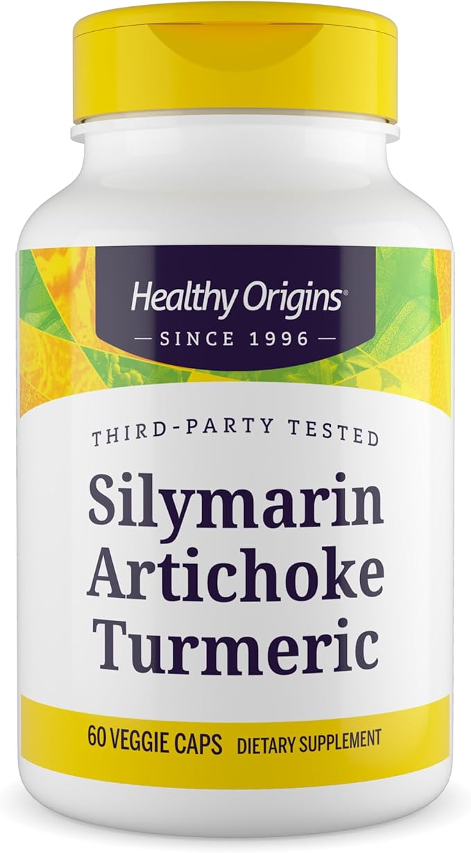 Healthy Origins Silymarin Artichoke Turmeric Liver Support – with Silymarin Phytosome Artichoke Extract &amp Curcumin – Supports Liver Health Antioxidant Protection &amp Digestion – 60 Capsules