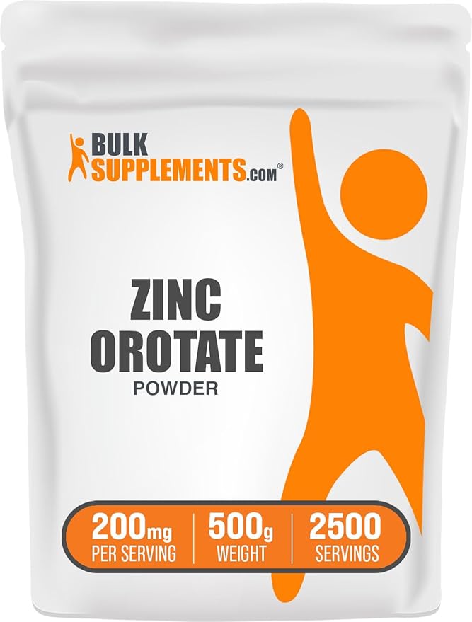 BulkSupplements.com Zinc Orotate Powder - Zinc Minerals Supplement for Immune Support - Gluten Free 200mg per Serving 500g (1.1 lbs) (Pack of 1)