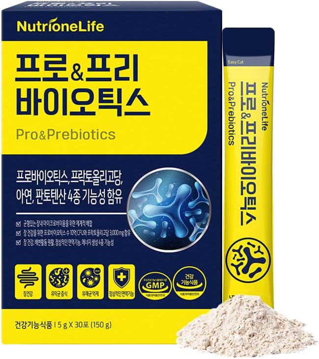 Pre&ampPro Biotics 1Billion CFU Powder Type Korea Probiotics Multi-Strain Probiotic Blend Supports Digestive Wellness Contains Zinc and Pantothenic Acid