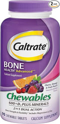 Caltrate Calcium &amp Vitamin D3 Supplement 600+D3 Plus Minerals Chewable Tablet90 Count (Pack of 2)