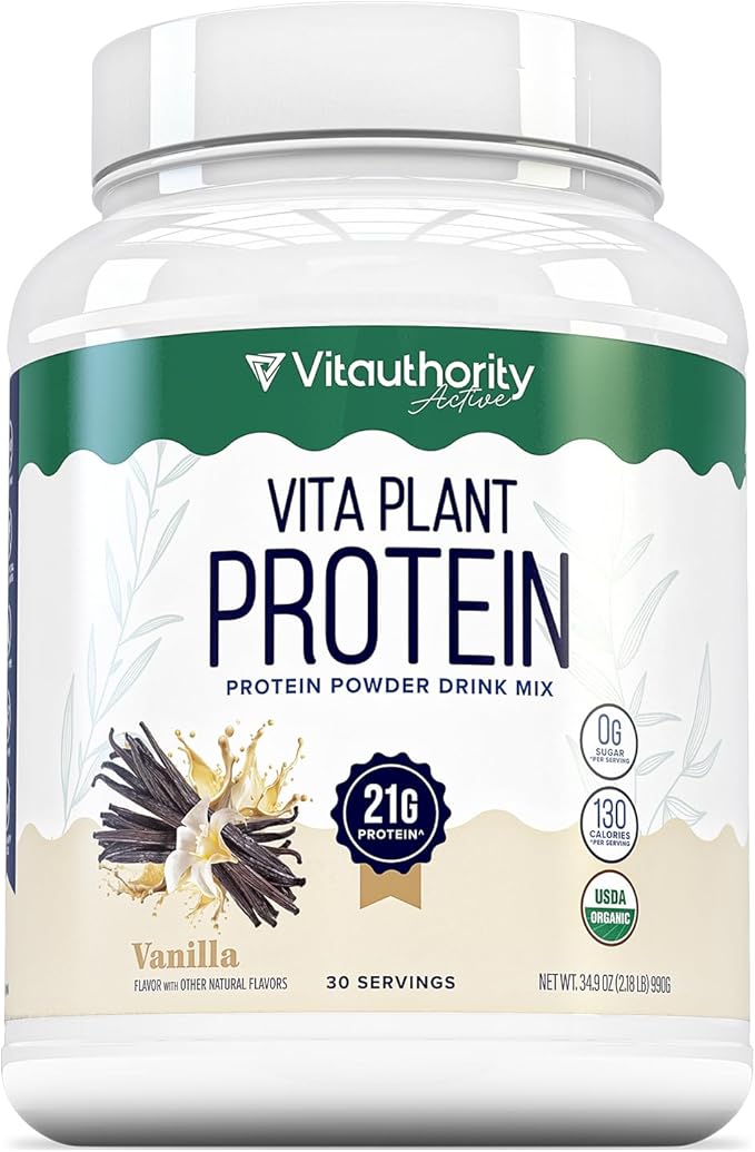 Organic Plant Based Protein for Women Complete Vegan Protein Powder with BCAAs &amp MCTs Plant-Based 21g Dairy-Free Gluten-Free No Added Sugar Supports Muscle Recovery (Vanilla Flavored 30 Servi