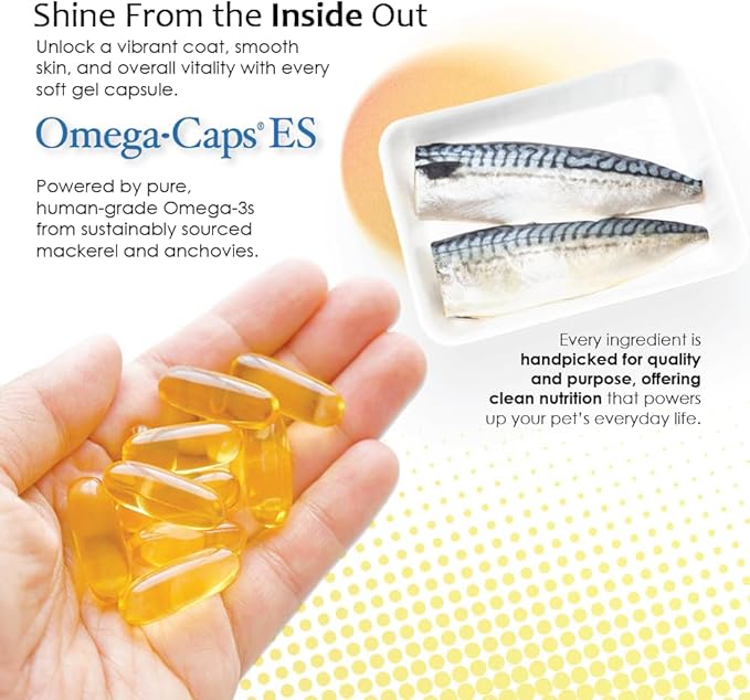 Omega-Caps Extra Strength for Large Breeds-Vet Formulated for Healthy Radiant Skin &amp Coat While Reducing Shedding. Contains Omega 3 for Immune System Support Easy to Dose 1000 Soft Gel Capsules