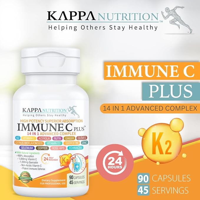 Quercetin 1000mg Vitamin C 1000mg Zinc 50mg Vitamin D3 5000iu Selenium Copper Acerola Ginger Rutin Bitter Orange Rose Hips Echinacea Immune C Plus 14 in 1 Immune C Plus (90 Count)