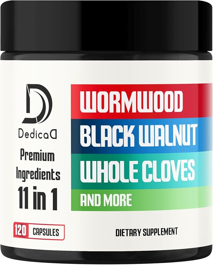 Wormwood Supplement - 120 Capsules Extracted from Black Walnut Cloves Turmeric Apple Berberine HCl &amp More - 11 Ingredients Combined for Immune System - 2-Month Supply