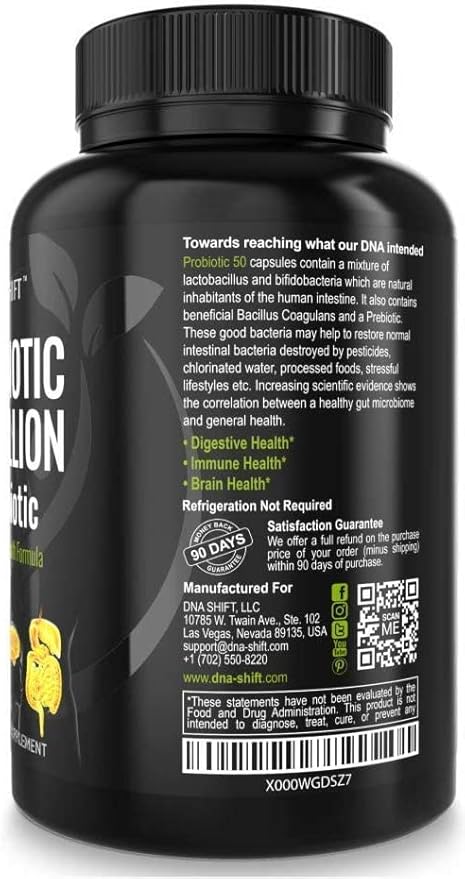 Probiotics for Women and Men - 11 strains - 50 Billion CFU - Probiotic Supplement for Digestive Health - Gut Health - Supports Constipation Diarrhea Gas &amp Bloating - 30ct