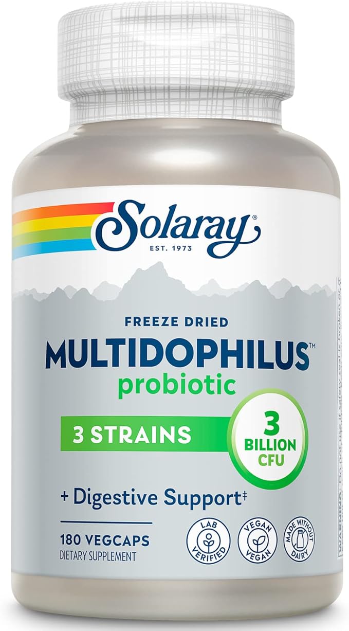SOLARAY Multidophilus 3 Freeze Dried | 3 Billion CFU | Probiotics L. acidophilus B. bifidum and L. bulgaricus for