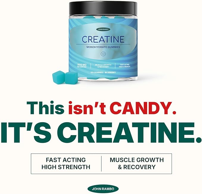 Creatine Monohydrate Gummies – 3600mg Real Creatine Per Serving – Transparent Label Juicy Blueberry Flavor Lab-Tested Strength &amp Endurance Supplement
