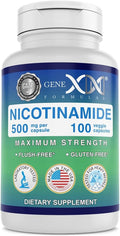 Genex Formulas - Nicotinamide 500mg Vitamin B3 Flush Free Niacin Capsules for Healthy Skin - Niacinamide Supplement Pills Help Produce Keratin &amp Support Skin Cell Health &amp Energy - (100 Capsul