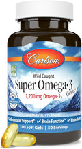 Carlson Super Omega-3 Gems Norwegian 1200 mg Omega-3s 100 Soft Gels