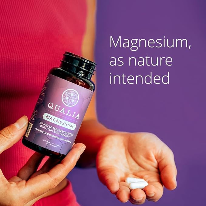 Qualia Magnesium Supplement | 10 Bioavailable Forms Including Magnesium Glycinate with 70+ Supporting Minerals +7 Amino Acids | Doctor-Formulated to Support Sleep Stress Relief Heart Relaxation