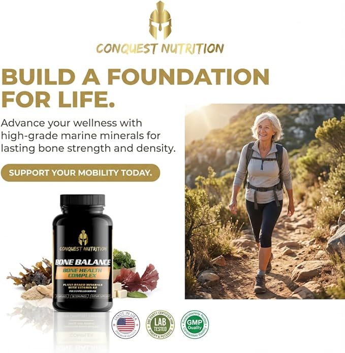 Bone Balance Health Complex – Calcium &amp Aquamin Red Algae Mineral Supplement with Vitamin K2 Turmeric &amp Trace Minerals for Bone &amp Joint Support – 90 Veggie Capsules