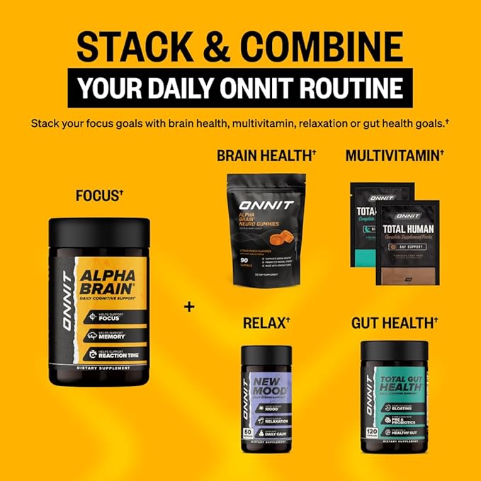 ONNIT Alpha Brain Nootropic Brain Supplement for Focus Memory Mental Clarity Cognitive Support with L-Theanine and Vitamin B6 30 Count Capsules