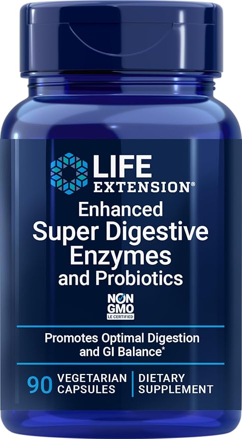Life Extension Enhanced Super Digestive Enzymes and Probiotics 90 Vegetarian Capsules