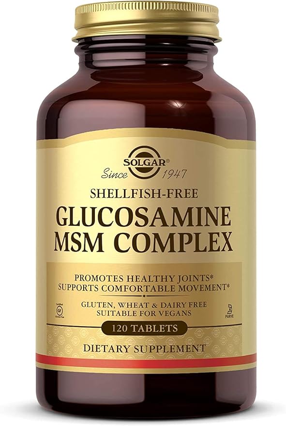 Solgar Glucosamine MSM Complex 120 Tablets - Promotes Healthy Joints - Supports Range of Motion &amp Flexibility - Supports Collagen - Shellfish-Free - Gluten Free Dairy Free Kosher - 40 Servings