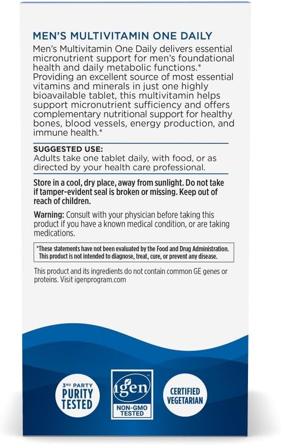 Nordic Naturals Men’s Multivitamin One Daily - Bone Energy &amp Blood-Vessel Support - Immunity Supplement - 20 Essential Nutrients - 30 Tablets - 30 Servings