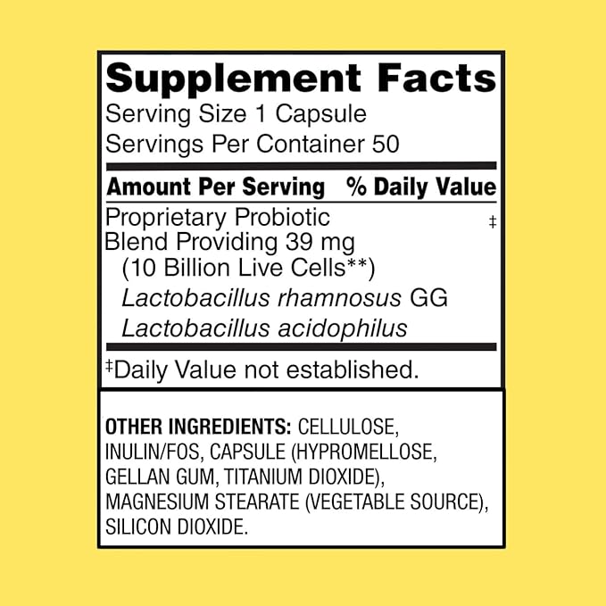 Equate Probiotic Delayed-Release Capsules 10 Billion CFU with L. rhamnosus GG 50 Count Sticker