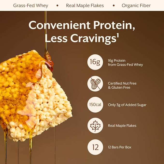 ProMix Nutrition Protein Puff Bars - Maple - Marshmallow Crispy Treat - High Protein &amp Low Calorie - 12 Bars