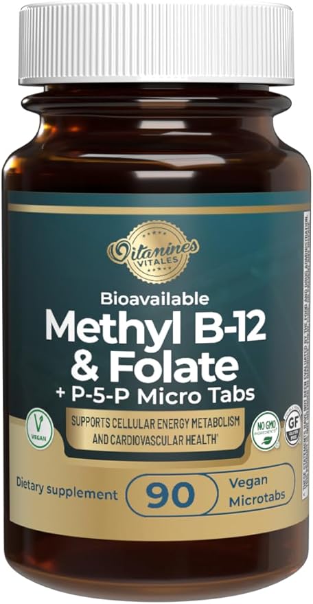 Methyl B12 + Folate – 90 Vegan Tablets | Active B12 &amp Methyl folate for Energy