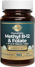 Methyl B12 + Folate – 90 Vegan Tablets | Active B12 &amp Methyl folate for Energy