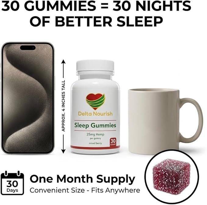 Sleep Gummies with Hemp Extract &amp L-Theanine Nighttime Calm Support Vegan Low Sugar 30 Count