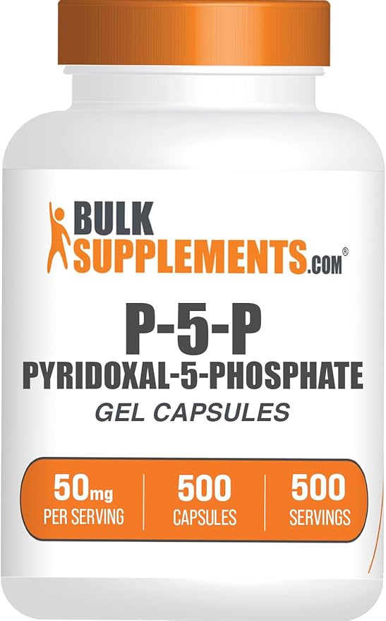BulkSupplements.com Pyridoxal 5 Phosphate Capsules - P5P Supplement Vitamin B6 Supplement - Essential &amp Gluten Free 1 Capsule per Serving 50mg Serving 500 Count (Pack of 1)