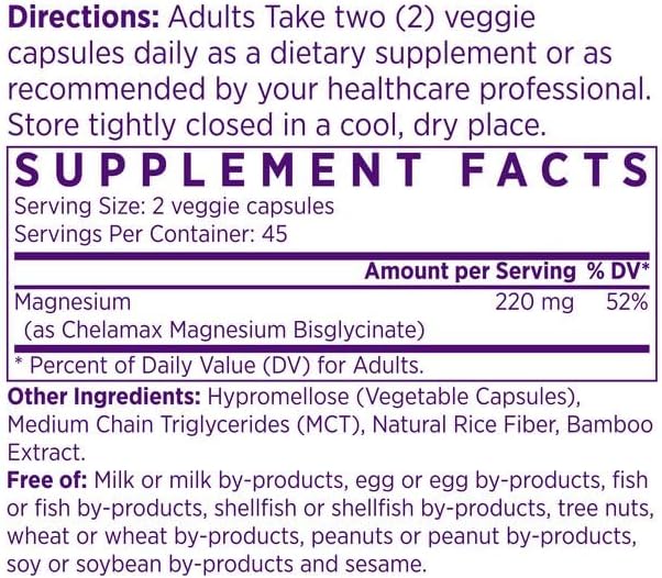 NAOMI Magnesium Glycinate - Bioactive Fully Reacted Premium High Absorption - Supports Muscle Nerve &amp Heart Health - Chelamax Magnesium Bisglycinate - 90 Capsules 45 Day Supply